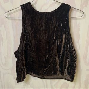 Double D Ranch Brown Velvet Crop Top